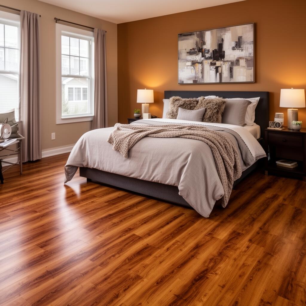Classic bedroom feel with wood flooring