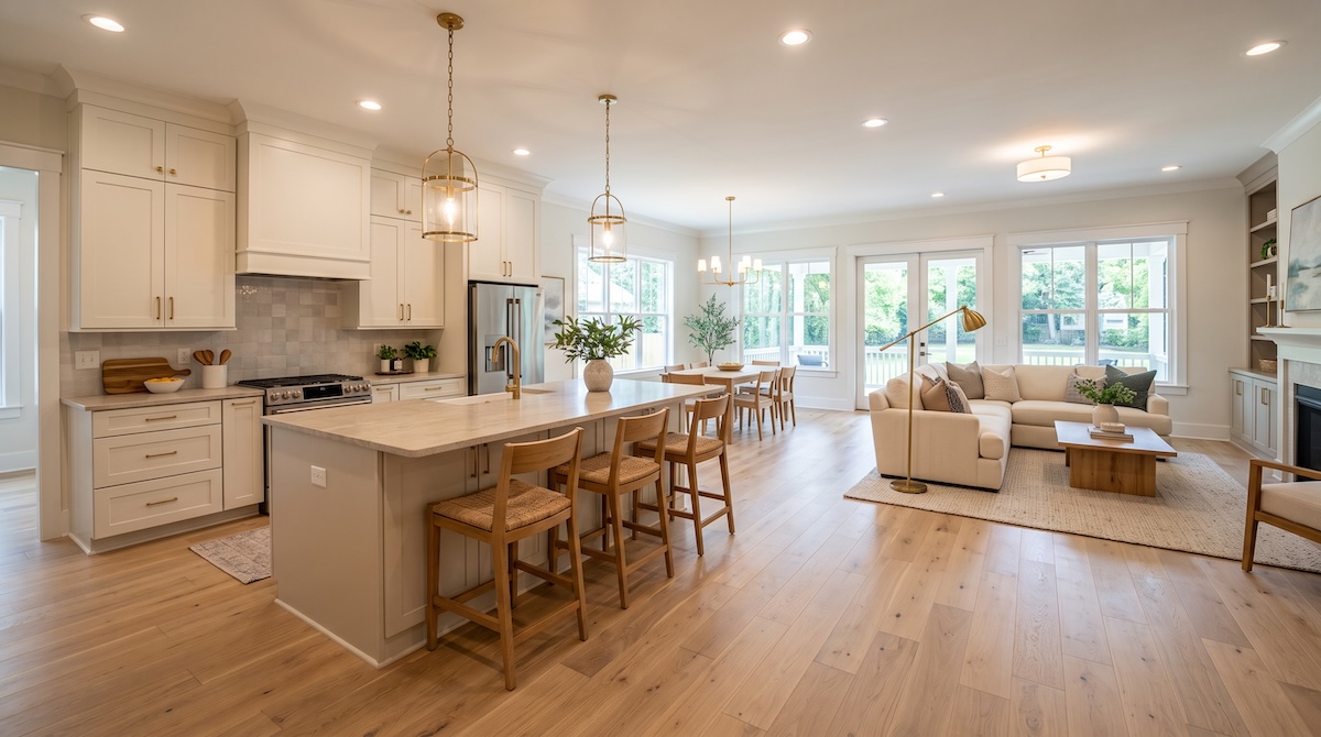 a bright open-concept kitchen